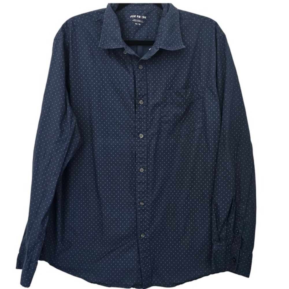 😀 JOE FRESH Men's XL‎ Blue Geometric Print Long Sleeve Button Up Shirt